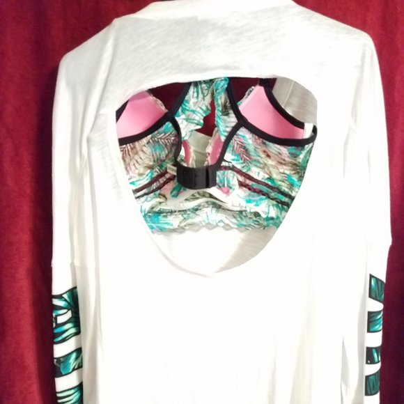 2 Piece-PINK VS Open BACK Tee & Bra NWOT - Picture 5 of 15